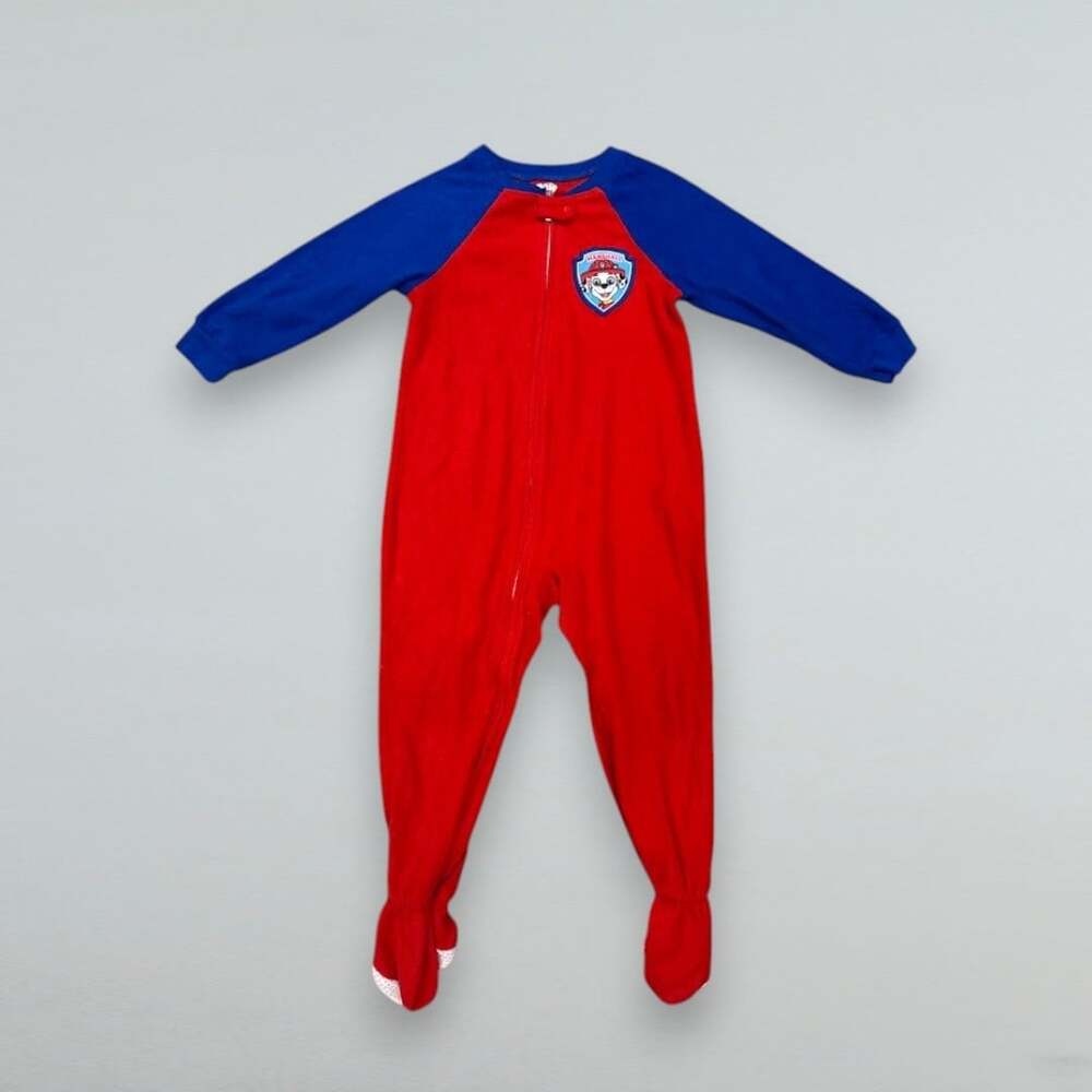 PAW Patrol Marshall Red Blue Fleece Footed Sleeper Pajamas Boys 4T